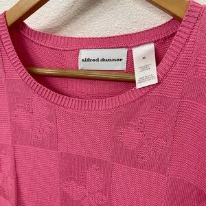 Vintage Alfred Dunner Vibrant Coral Pink Knit Sweater Top with Butterflies